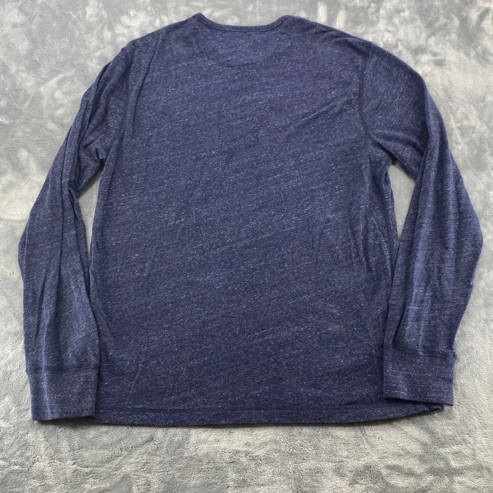 J. Crew Knot Goods Mens Large Slim Fit Long Sleeve Henley Shirt Blue Heathered